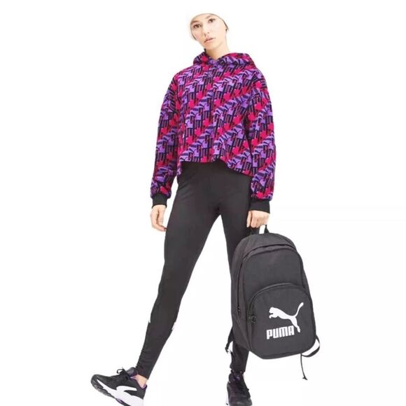 PUMA XTG 595635-64 Retro All-Over Print Fleece Hoodie Purple‎ Pink Women's Large - Picture 4 of 11